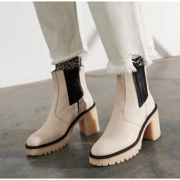 NIB! Free People Leather James Chelsea Chunky Boot in White - Size EU 39 - Picture 5 of 13